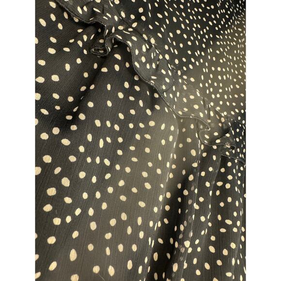 ZARA BLACK RUFFLED POLKA DOT PRINT DRESS WITH BUTTONS SIZE XS - Picture 11 of 15